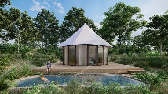 6 メートルビッグサイズ屋外ベルテント 4 つの窓高級ホテルリビングテントファミリーテント