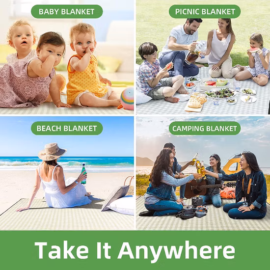 カスタム屋外折りたたみ防水ビーチピクニックブランケット特大ラグ