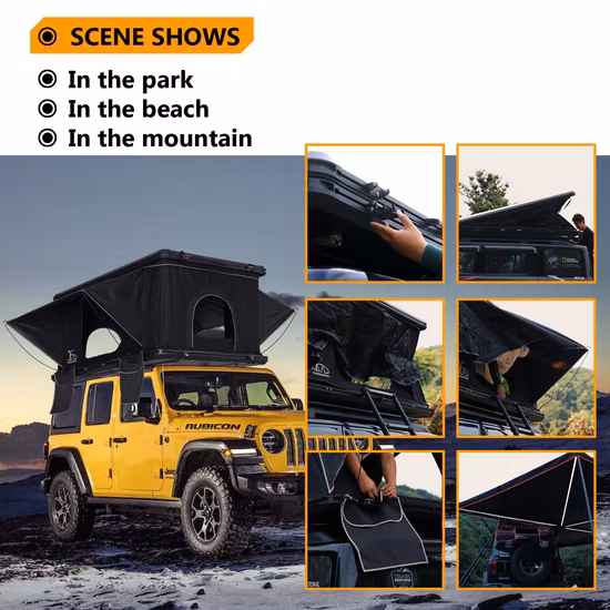 210*130*110 センチメートルキャンプ自動ポップアップ SUV 軽量ハードシェル Alu キャブルーフトップテント